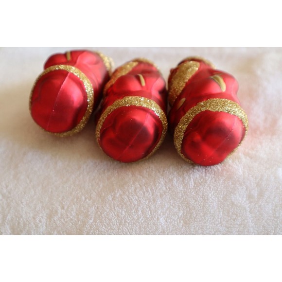 Lot 3x Krebs Blown Glass Ornament Germany Red Santa Christmas Glitter ~3.5" - Picture 7 of 10